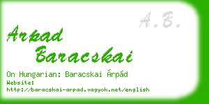 arpad baracskai business card